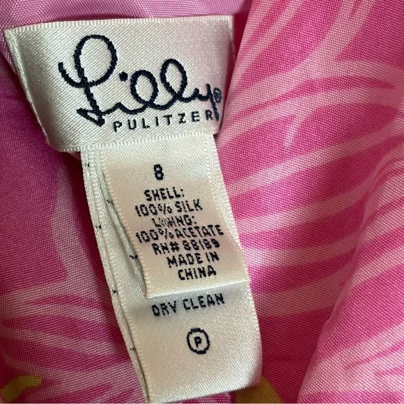 Vintage Lilly Pulitzer Halter Dress 100% Silk Pink Floral Size 8 TINY HOLES READ - Picture 3 of 12